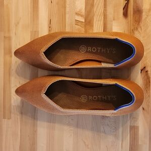 Rothy's Tan Flats with Blue Trim
